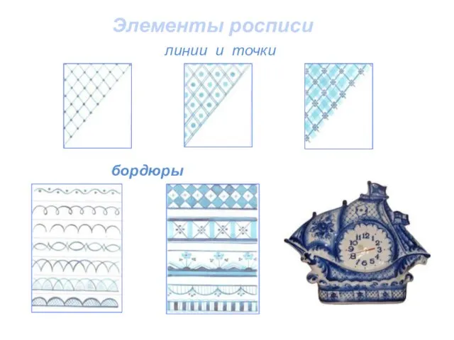 Элементы росписи линии и точки бордюры