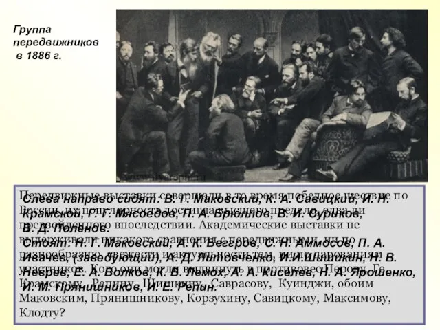 Передвижные выставки совершали в то время победное шествие по России, их популярность