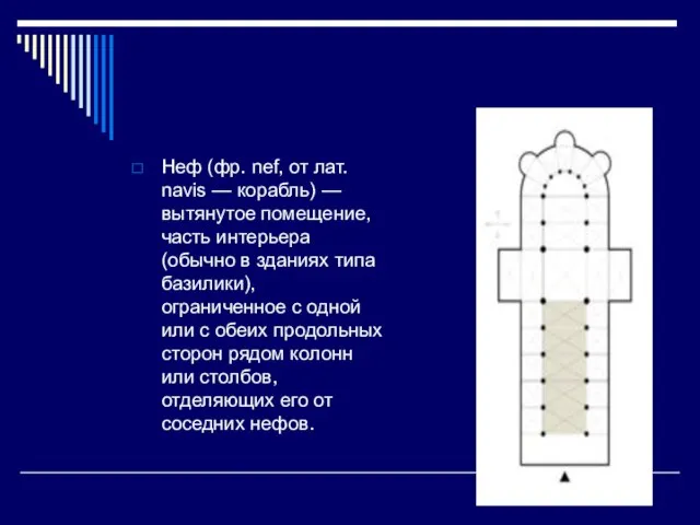 Неф (фр. nef, от лат. navis — корабль) — вытянутое помещение, часть