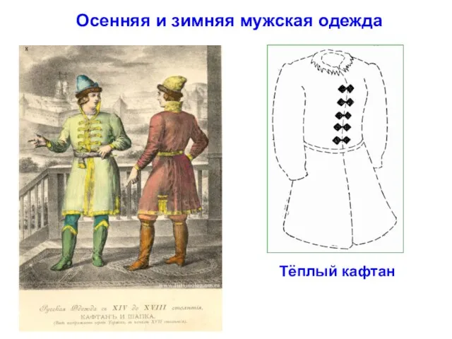 Осенняя и зимняя мужская одежда Тёплый кафтан