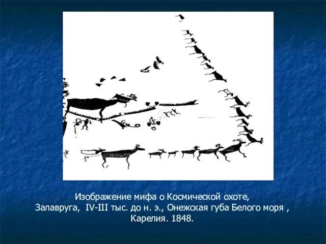 Изображение мифа о Космической охоте, Залавруга, IV-III тыс. до н. э., Онежская