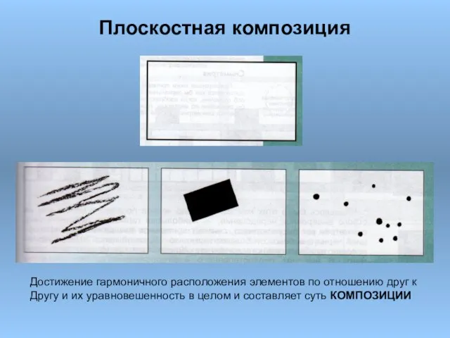 Плоскостная композиция Достижение гармоничного расположения элементов по отношению друг к Другу и