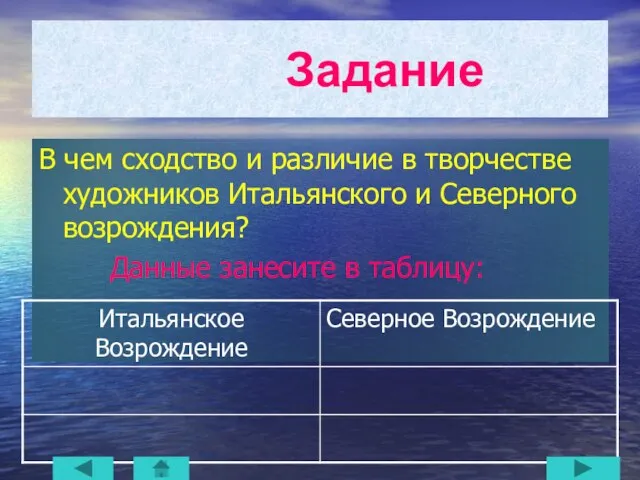 Задание В чем сходство и различие в творчестве художников Итальянского и Северного