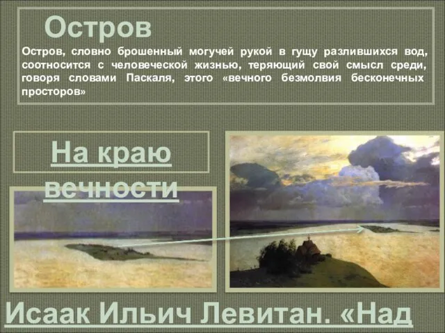 Исаак Ильич Левитан. «Над вечным покоем» 1894 г. ГТГ Остров Остров, словно