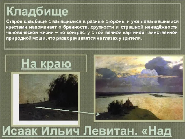 Исаак Ильич Левитан. «Над вечным покоем» 1894 г. ГТГ Кладбище Старое кладбище