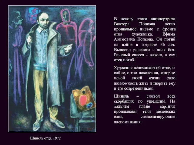 Шинель отца. 1972 В основу этого автопортрета Виктора Попкова легло прощальное письмо