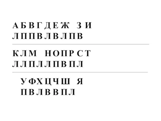 А Б В Г Д Е Ж З И Л П П