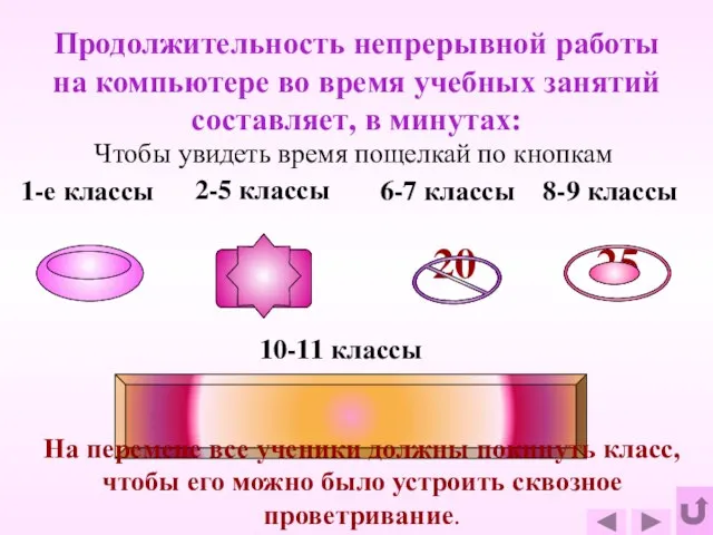 30 минут на первом часу занятий и 20 минут на втором часу