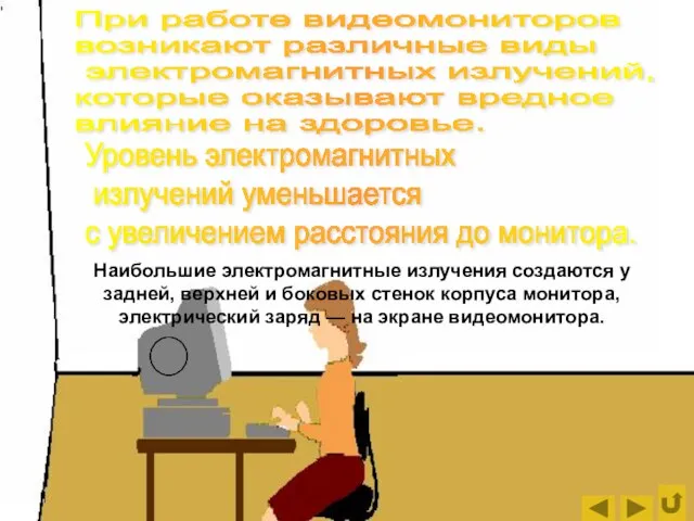 При работе видеомониторов возникают различные виды электромагнитных излучений, которые оказывают вредное влияние