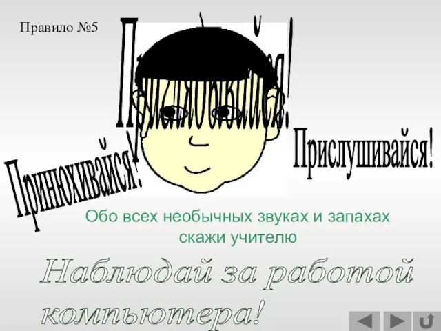 Наблюдай за работой компьютера! Прислушивайся! Приглядывайся! Принюхивайся! Обо всех необычных звуках и