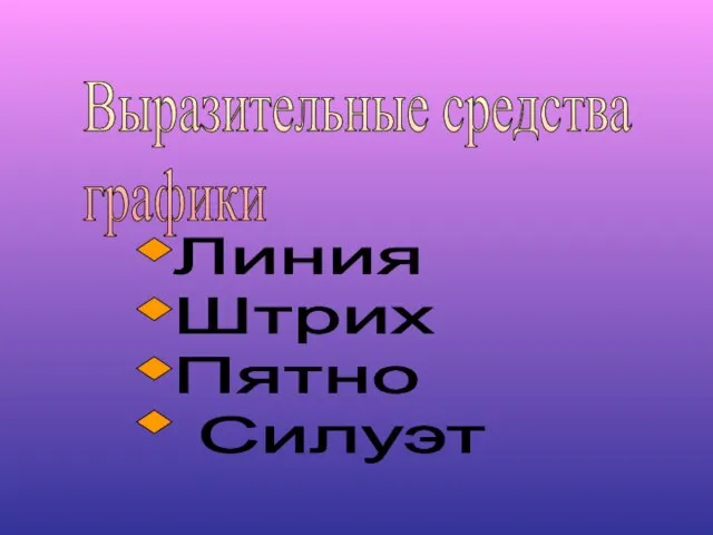 Выразительные средства графики Линия Штрих Пятно Силуэт