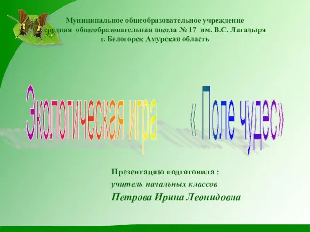 Муниципальное общеобразовательное учреждение средняя общеобразовательная школа № 17 им. В.С. Лагадыря г.