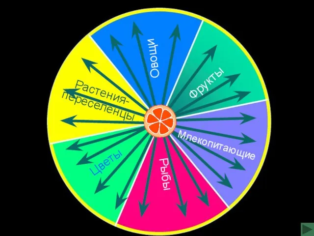 Овощи Фрукты Растения- переселенцы Млекопитающие Рыбы Цветы