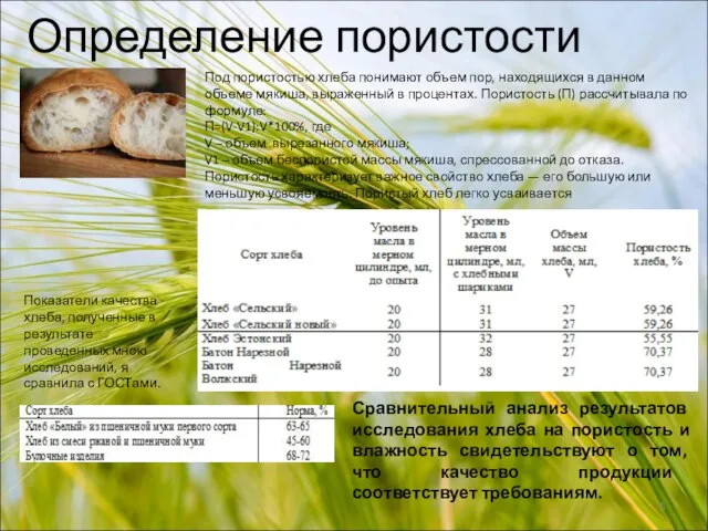 Определение пористости хлеба Под пористостью хлеба понимают объем пор, находящихся в данном