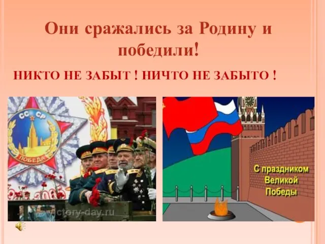 Они сражались за Родину и победили! НИКТО НЕ ЗАБЫТ ! НИЧТО НЕ ЗАБЫТО !