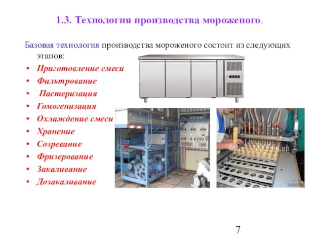 1.3. Технология производства мороженого. Базовая технология производства мороженого состоит из следующих этапов: