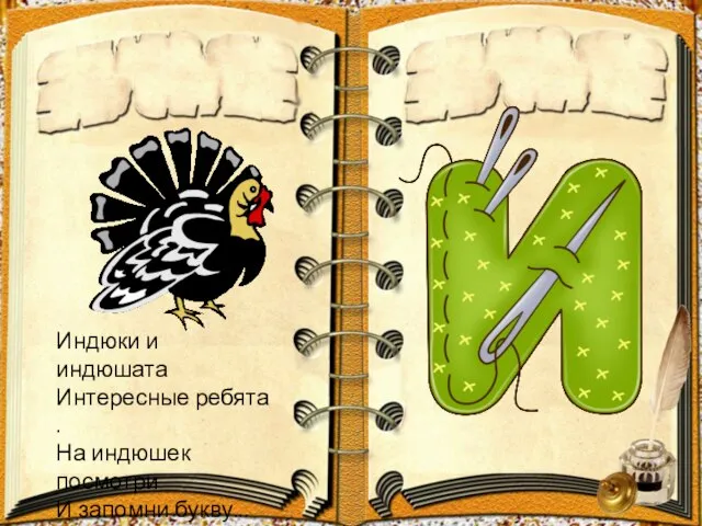 Индюки и индюшата Интересные ребята. На индюшек посмотри И запомни букву...