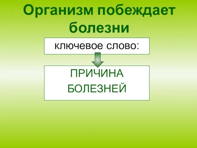 Организм побеждает болезни ключевое слово: ПРИЧИНА БОЛЕЗНЕЙ