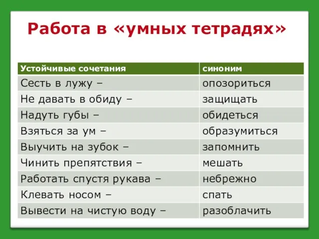 Работа в «умных тетрадях»