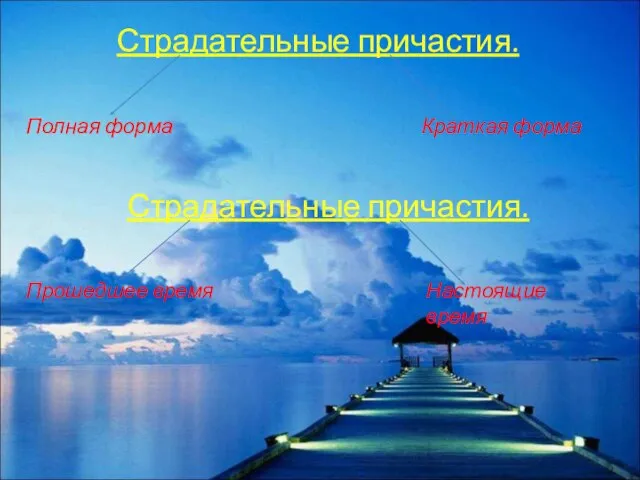 Страдательные причастия. Полная форма Краткая форма Страдательные причастия. Прошедшее время Настоящие время