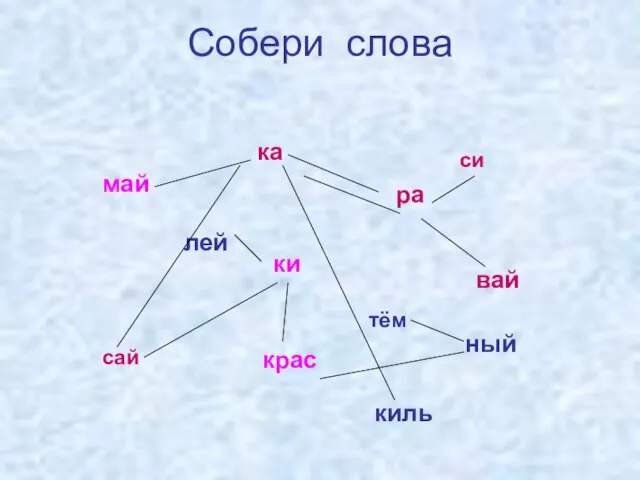 Собери слова май ка лей ки ра вай крас ный сай киль си тём