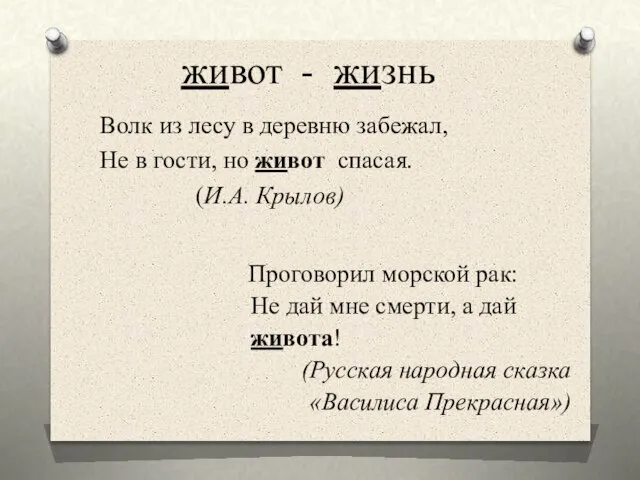 живот Волк из лесу в деревню забежал, Не в гости, но живот