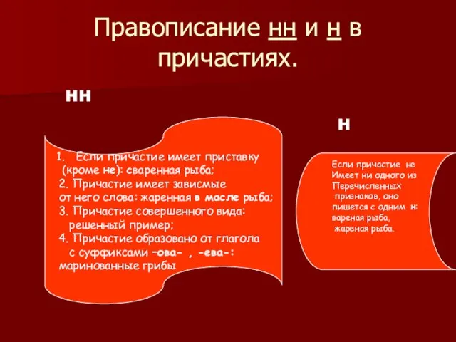 Правописание нн и н в причастиях. нн н Если причастие имеет приставку