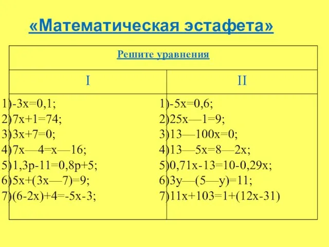 «Математическая эстафета»