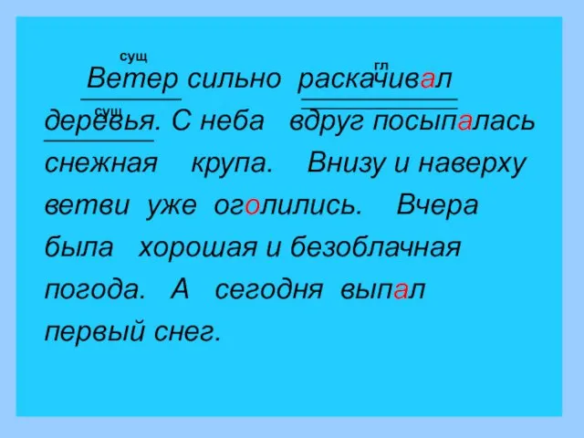 Ветер сильно раскачивал деревья. С неба вдруг посыпалась снежная крупа. Внизу и