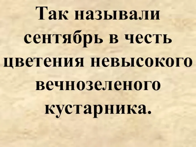 Так называли сентябрь в честь цветения невысокого вечнозеленого кустарника.