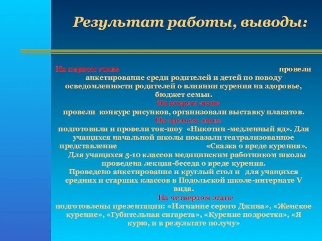 На первом этапе провели анкетирование среди родителей и детей по поводу осведомленности