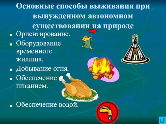 Основные способы выживания при вынужденном автономном существовании на природе Ориентирование. Оборудование временного