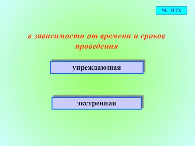 в зависимости от времени и сроков проведения экстренная упреждающая ЧС ПТХ