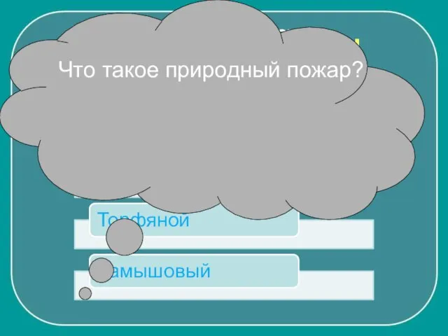 Природный пожар – это неконтролируемое стихийно распространяющееся горение растительности или торфяника. Природные