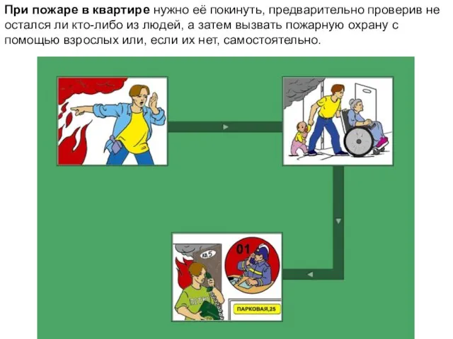 При пожаре в квартире нужно её покинуть, предварительно проверив не остался ли