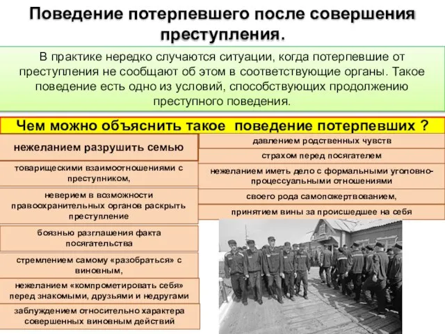 Поведение потерпевшего после совершения преступления. В практике нередко случаются ситуации, когда потерпевшие