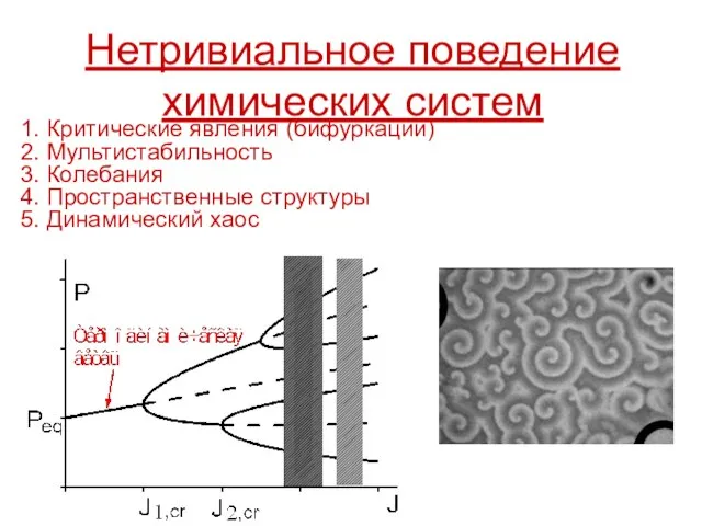 Нетривиальное поведение химических систем 1. Критические явления (бифуркации) 2. Мультистабильность 3. Колебания