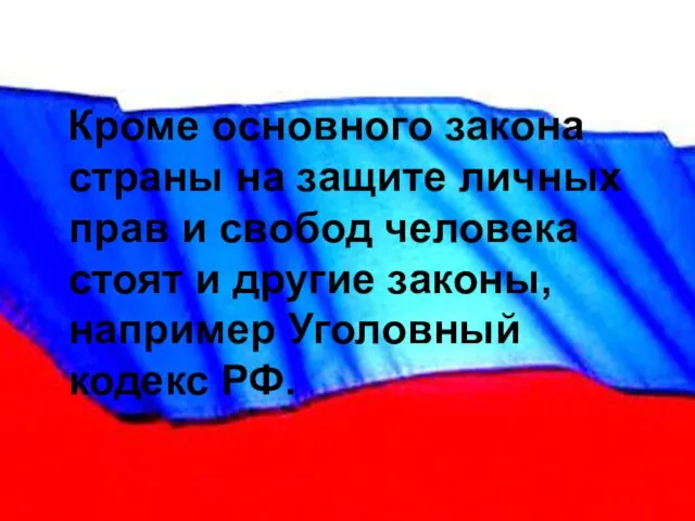 Кроме основного закона страны на защите личных прав и свобод человека стоят