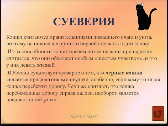 СУЕВЕРИЯ Кошки считаются хранительницами домашнего очага и уюта, поэтому на новоселье принято