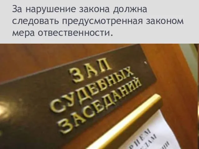 За нарушение закона должна следовать предусмотренная законом мера отвественности.