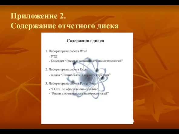 Приложение 2. Содержание отчетного диска