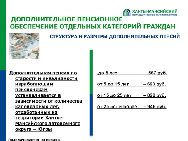 ДОПОЛНИТЕЛЬНОЕ ПЕНСИОННОЕ ОБЕСПЕЧЕНИЕ ОТДЕЛЬНЫХ КАТЕГОРИЙ ГРАЖДАН Дополнительная пенсия по старости и инвалидности