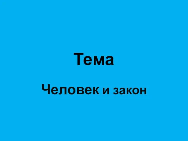 Тема Человек и закон