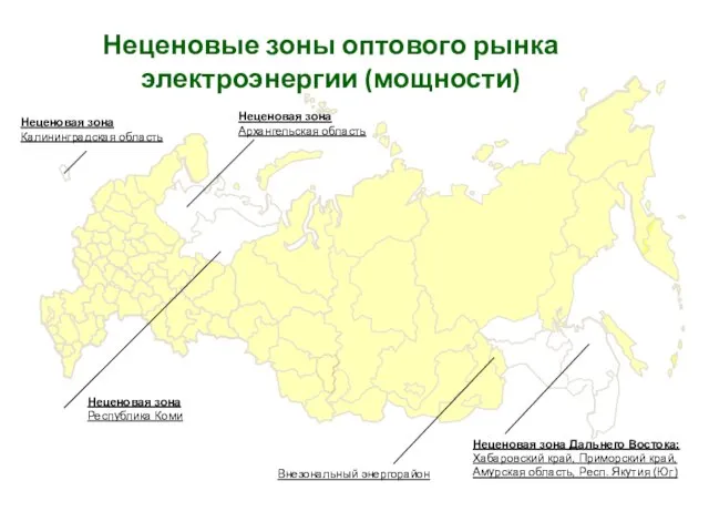 Неценовые зоны оптового рынка электроэнергии (мощности) Внезональный энергорайон Неценовая зона Дальнего Востока: