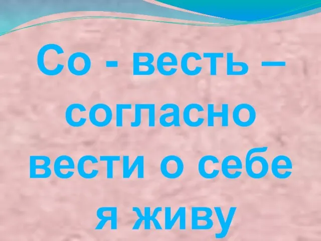 Со - весть – согласно вести о себе я живу