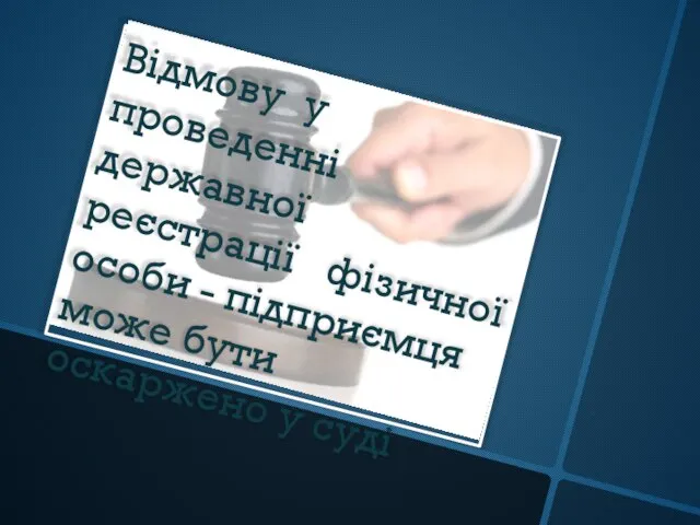 Відмову у проведенні державної реєстрації фізичної особи - підприємця може бути оскаржено у суді