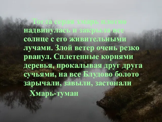 Тогда серая хмарь плотно надвинулась и закрыла все солнце с его живительными