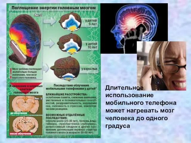 Длительное использование мобильного телефона может нагревать мозг человека до одного градуса