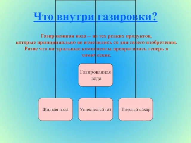 Что внутри газировки? Газированная вода -- из тех редких продуктов, которые принципиально