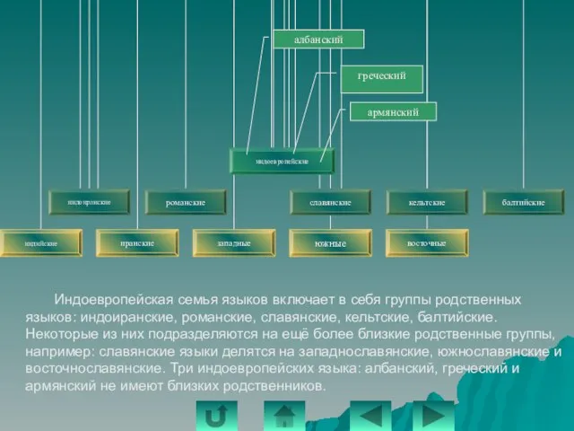 армянский греческий албанский Индоевропейская семья языков включает в себя группы родственных языков: